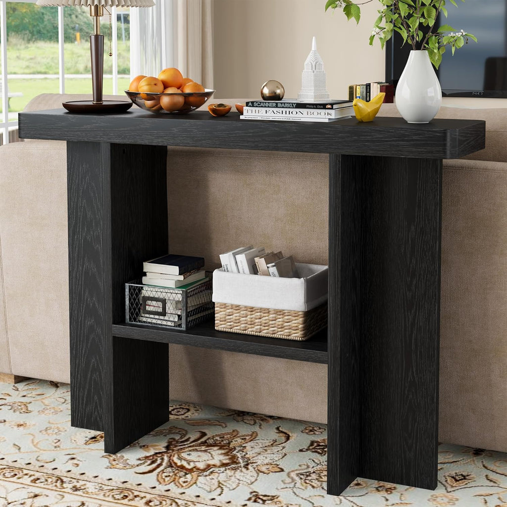 senlin Sofa Table, 47 Inch Console Table, Narrow Entryway Table for Hallway, Behind The Couch, Living Room, Foyer, Easy Assembly(Black)