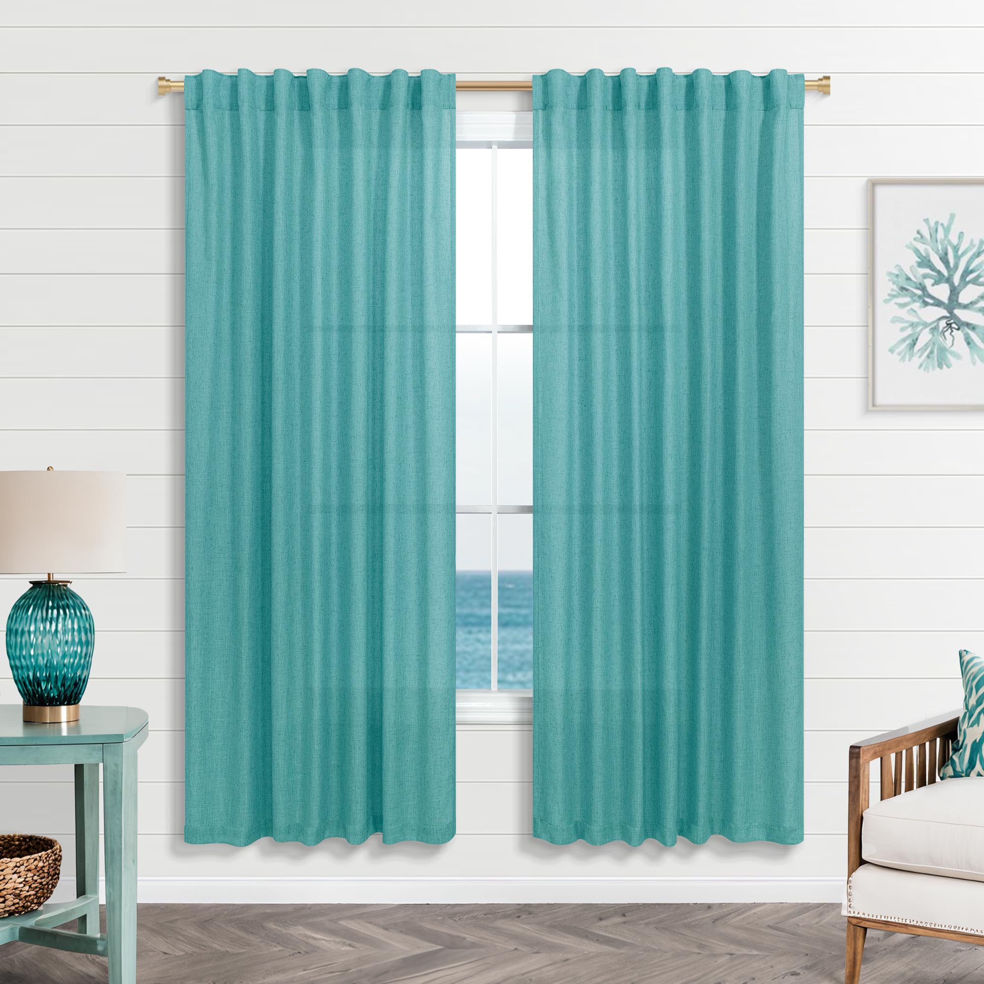 KOUFALL 92 Inch Curtains for Living Room 2 Panels Set,Light Filtering Farmhouse Boho Linen Semi Sheer Curtain Drapes 92 Inches Long for Bedroom,Cream Ivory