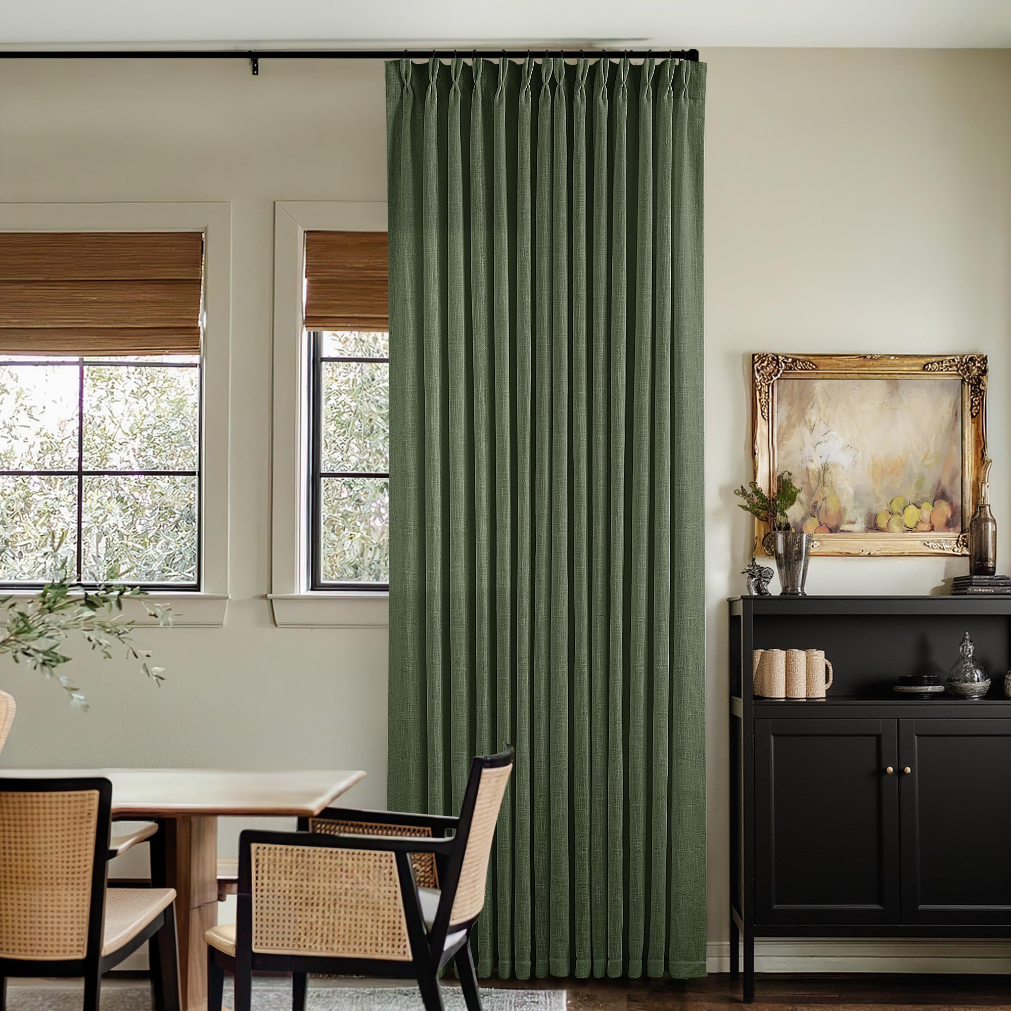 Natural Pinch Pleated Linen Curtains 84 Inch Length 2 Panels for Living Room Bedroom Textured Cream Ivory Birch Semi Sheer Boho Neutral Back Tab Pinch Pleat Hooks Rings Window Curtain 84 Inches Long