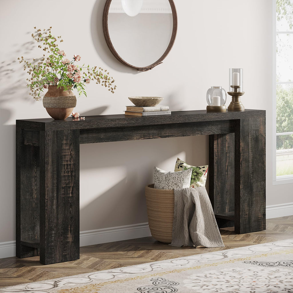 Tribesigns 70.9-Inch Extra Long Console Table, Farmhouse Wood Sofa Table Behind Couch, Narrow Entryway Accent Table for Living Room, Hallway, Entrance, Foyer, Light Oak Brown