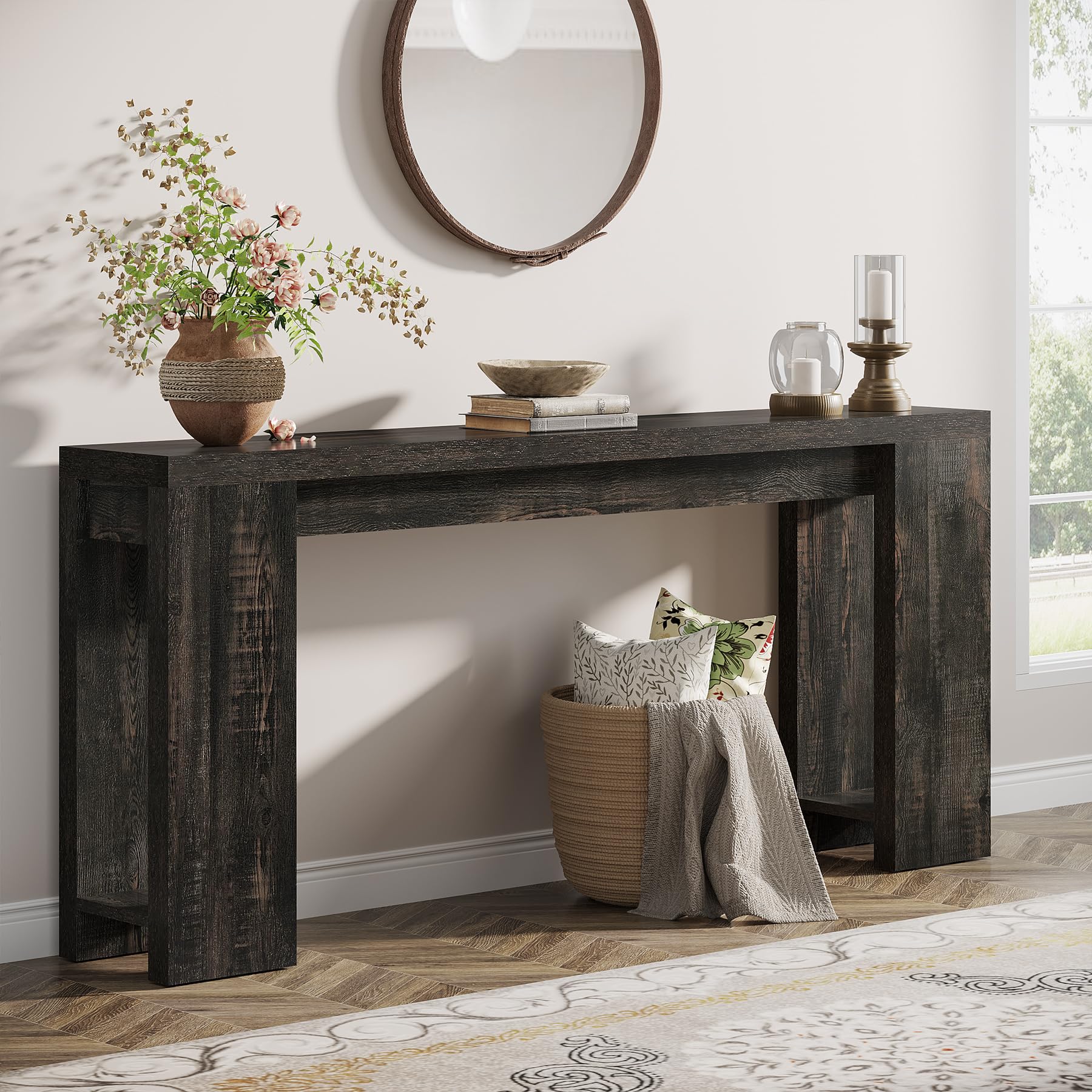 Tribesigns 70.9-Inch Extra Long Console Table, Farmhouse Wood Sofa Table Behind Couch, Narrow Entryway Accent Table for Living Room, Hallway, Entrance, Foyer, Light Oak Brown