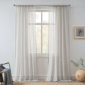 FMFUNCTEX Linen Sheer Curtains for Living Room, Beige Curtains 96 inches Long for Bedroom, Natural Flax Blend Window Draperies for Farmhouse Curtain, Rod Pocket 2 Panels
