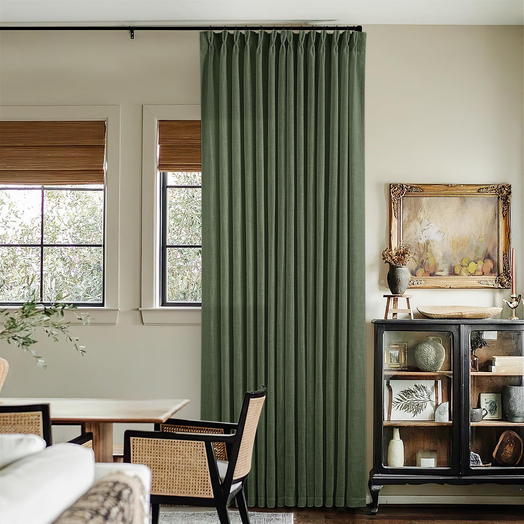 Natural Pinch Pleated Linen Curtains 84 Inch Length 2 Panels for Living Room Bedroom Textured Cream Ivory Birch Semi Sheer Boho Neutral Back Tab Pinch Pleat Hooks Rings Window Curtain 84 Inches Long
