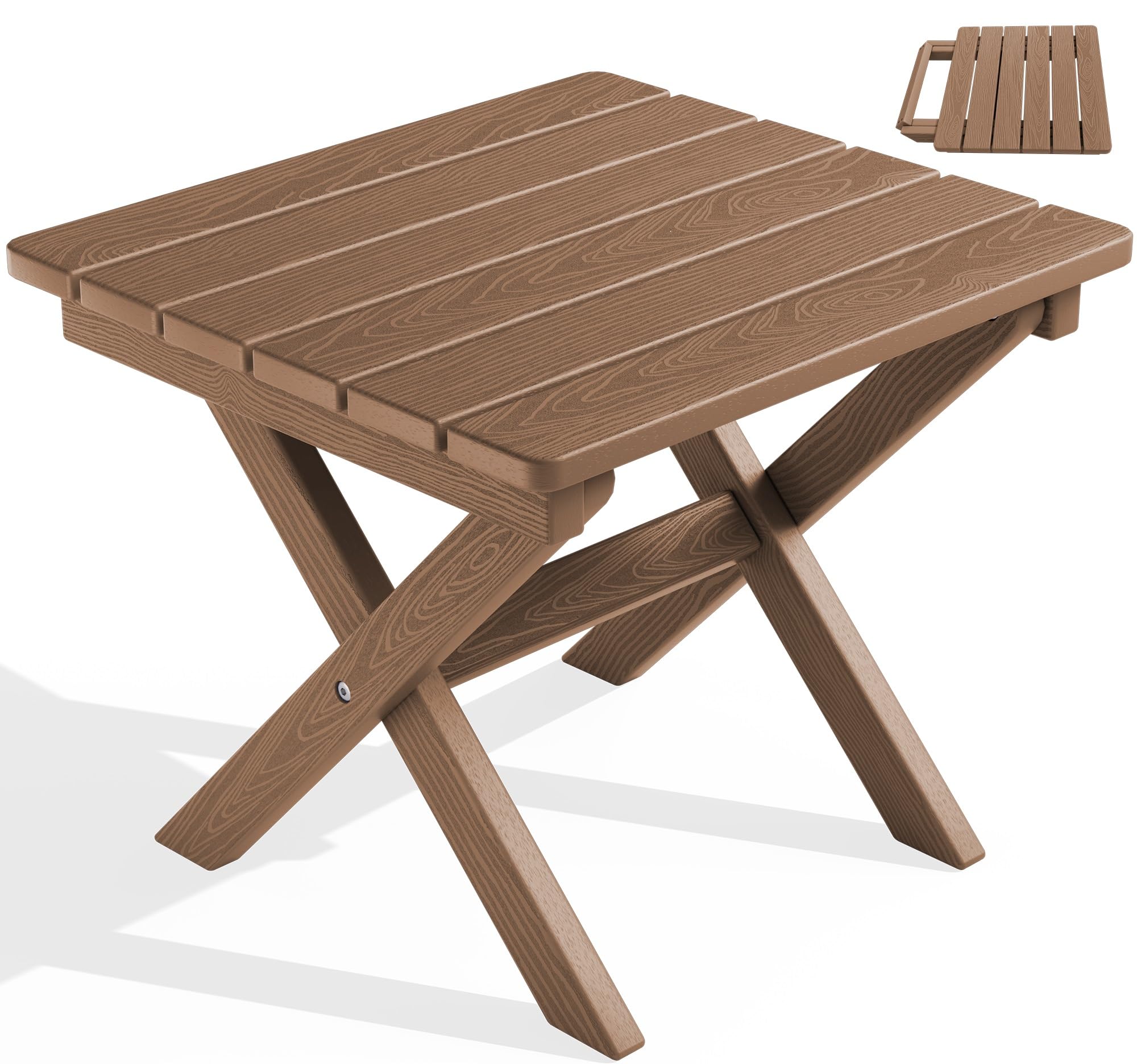 SERWALL Folding Adirondack Side Table, Portable Small Outdoor Table, Weather Resistant Outdoor End Table for Camping and Garden, Navy
