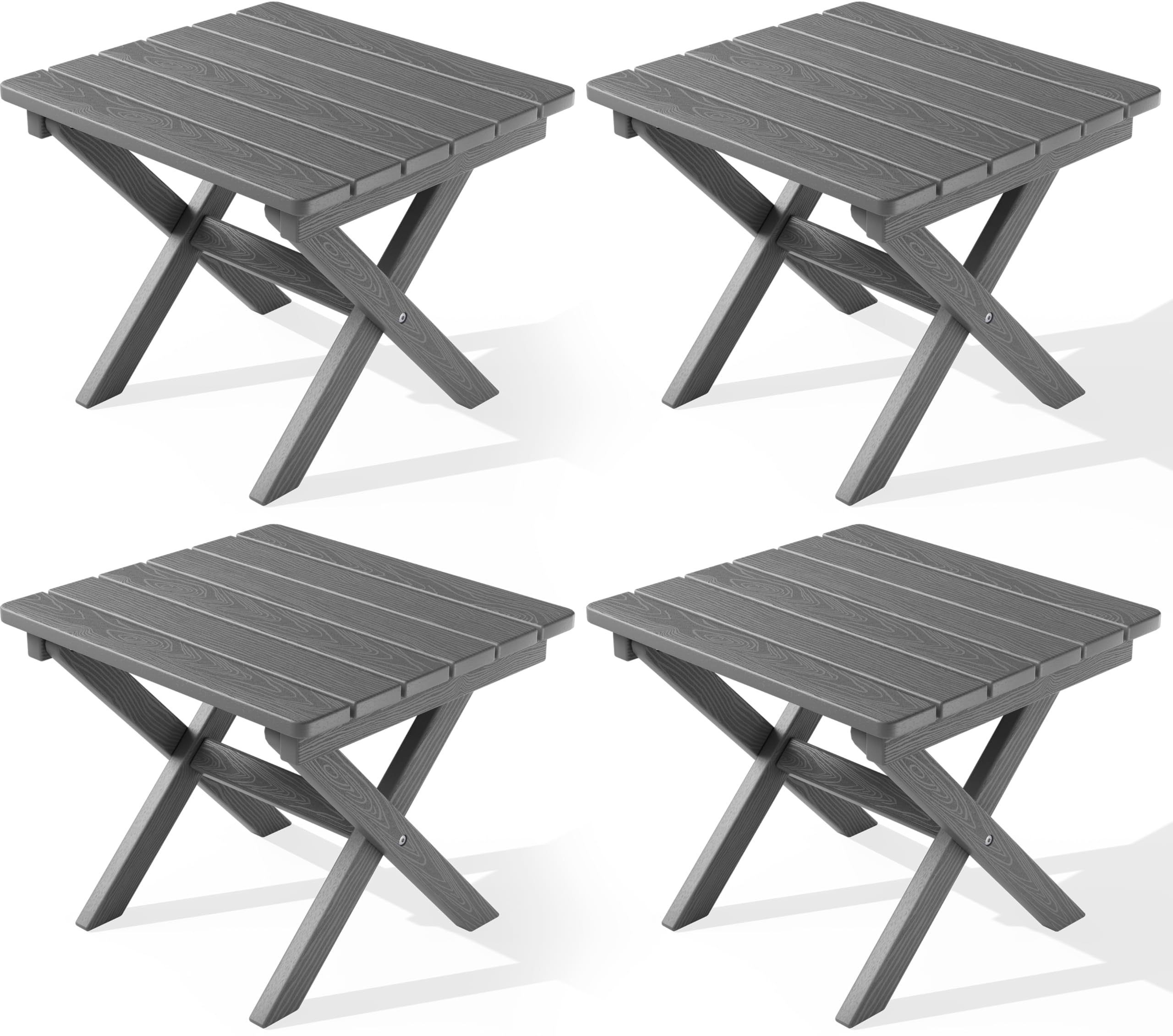 SERWALL Folding Adirondack Side Table, Portable Small Outdoor Table, Weather Resistant Outdoor End Table for Camping and Garden, Navy