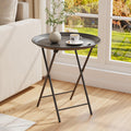 Garden 4 you Folding TV Tray Table, Metal Round Side Table, Blue Dinner Table with Metal Frame, Modern Outdoor Tray Table for Living Room, Bedroom, Patio & Small Spaces, 2 Packs