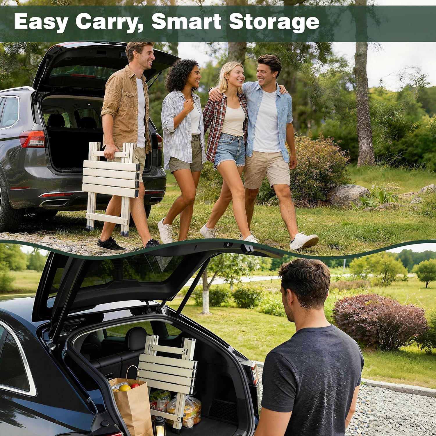SUNNYFEEL Folding Camping Table - Lightweight Aluminum Portable Picnic Table, 18.5x18.5x24.5 Inch for Cooking, Beach, Hiking, Travel, Fishing, BBQ, Indoor Outdoor Small Foldable Camp Tables