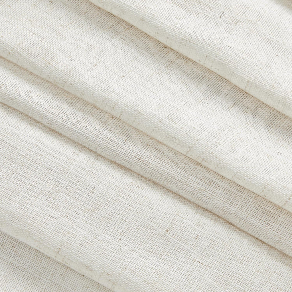 MYSKY HOME Country Curtains for Sliding Glass Door, Back Tab Semi Sheer Curtain Panels Extra Long Floor Length Drapes Linen Texture Soft Touch, 50x108 Inch, Linen, Set of 2