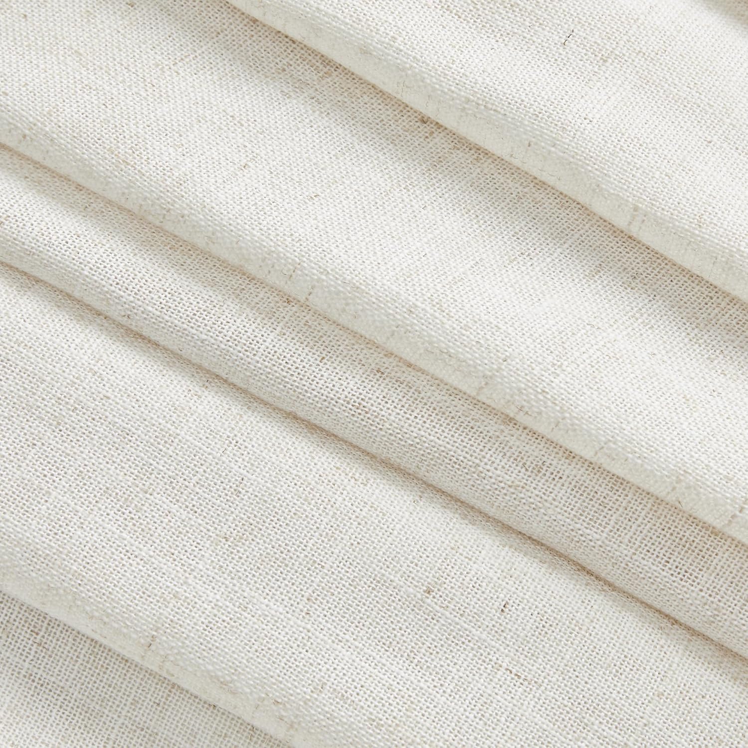 MYSKY HOME Country Curtains for Sliding Glass Door, Back Tab Semi Sheer Curtain Panels Extra Long Floor Length Drapes Linen Texture Soft Touch, 50x108 Inch, Linen, Set of 2