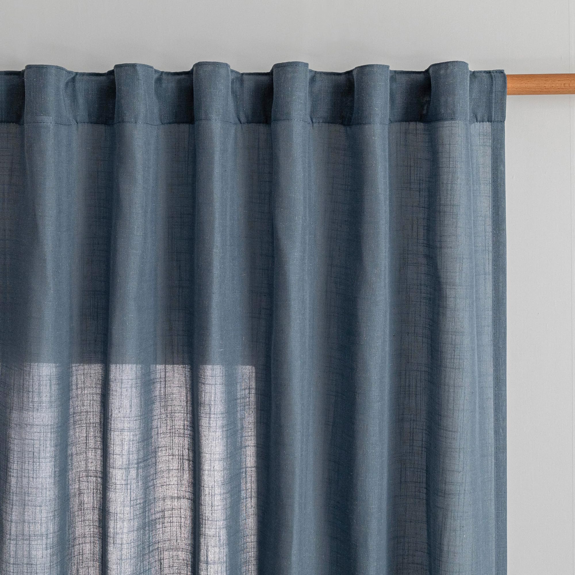 MYSKY HOME Country Curtains for Sliding Glass Door, Back Tab Semi Sheer Curtain Panels Extra Long Floor Length Drapes Linen Texture Soft Touch, 50x108 Inch, Linen, Set of 2