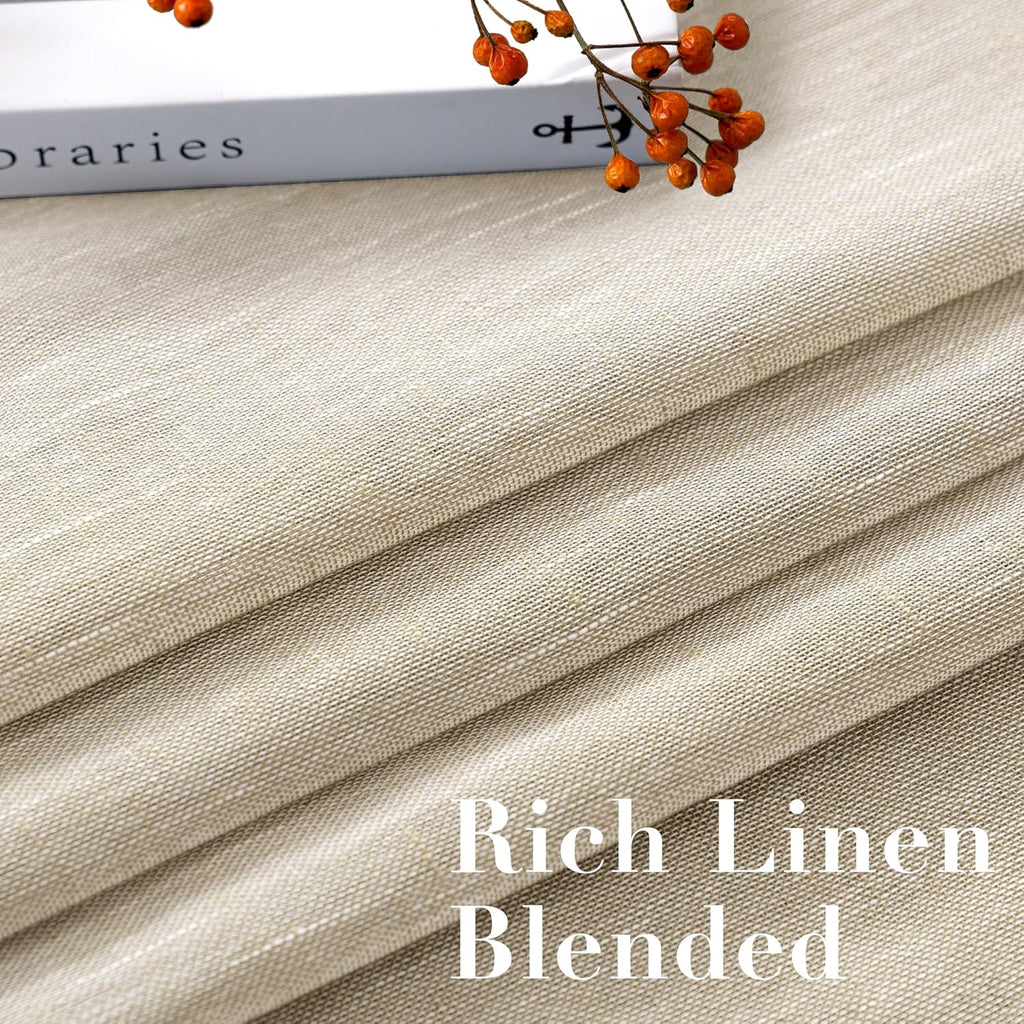 H.VERSAILTEX Linen Curtains Natural Linen Semi-Sheer Curtains 2 Panels Nickel Grommet Privacy Added Premium Soft Rich Material Drapes for Bedroom/Livingroom - 52x108 - Inch - Linen