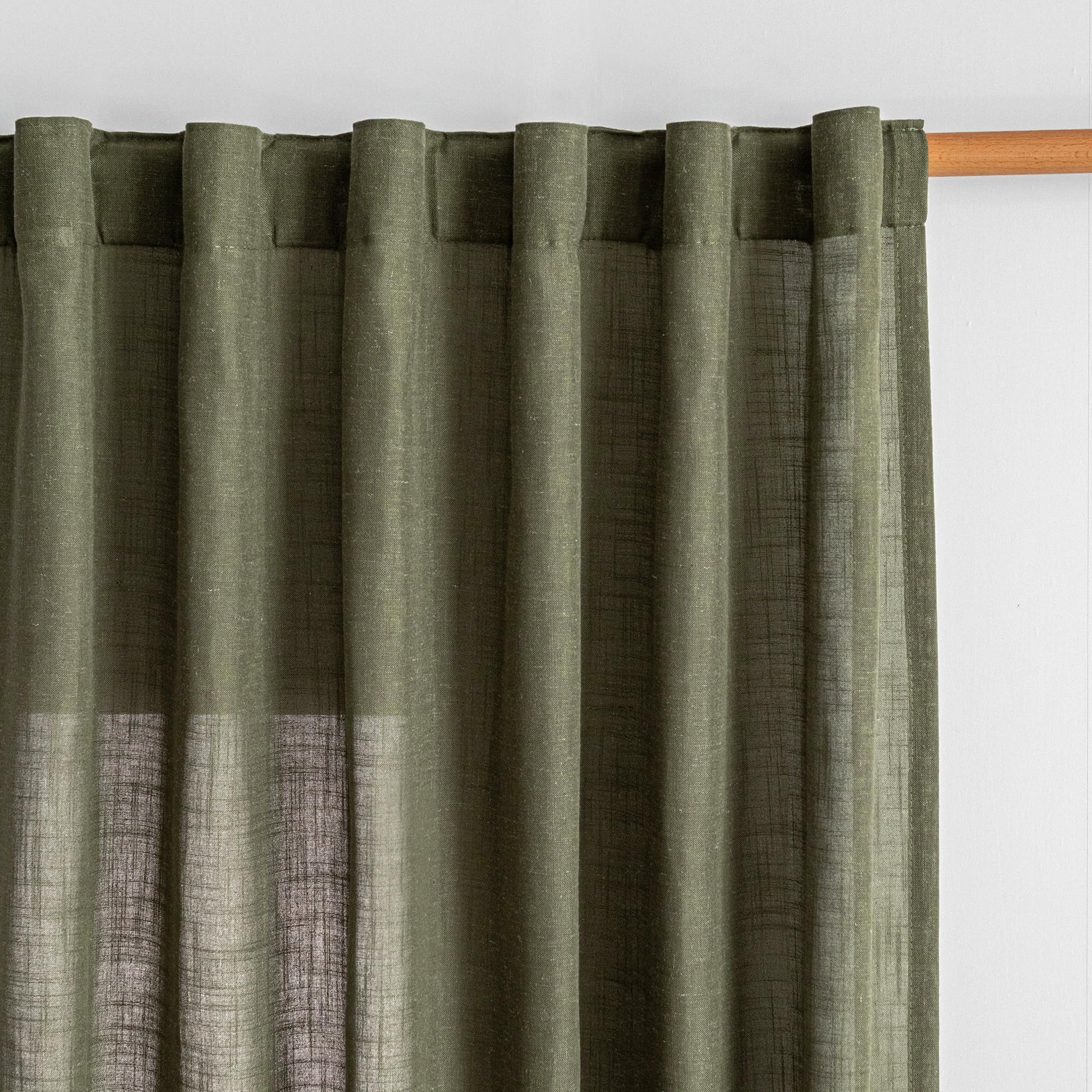MYSKY HOME Country Curtains for Sliding Glass Door, Back Tab Semi Sheer Curtain Panels Extra Long Floor Length Drapes Linen Texture Soft Touch, 50x108 Inch, Linen, Set of 2