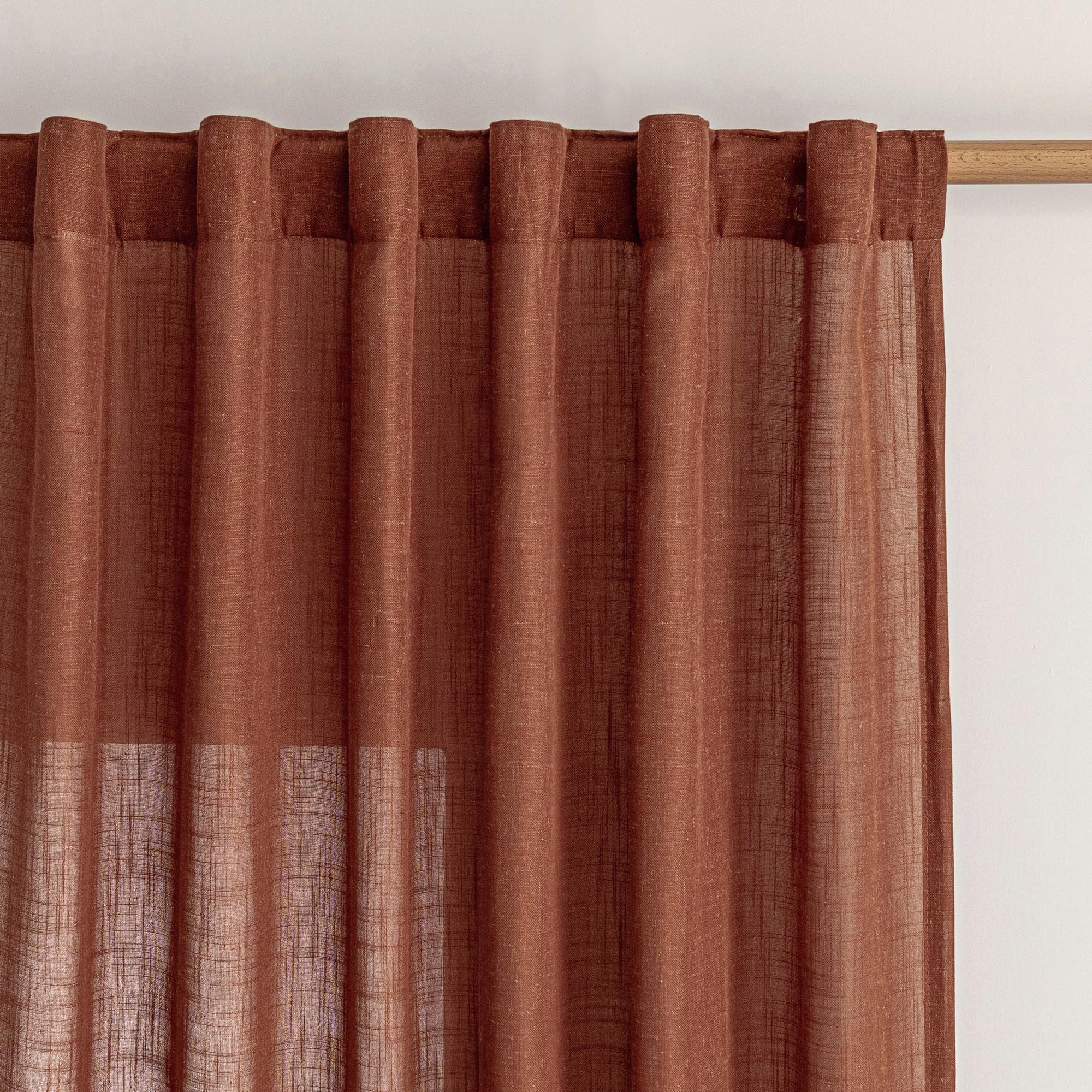 MYSKY HOME Country Curtains for Sliding Glass Door, Back Tab Semi Sheer Curtain Panels Extra Long Floor Length Drapes Linen Texture Soft Touch, 50x108 Inch, Linen, Set of 2