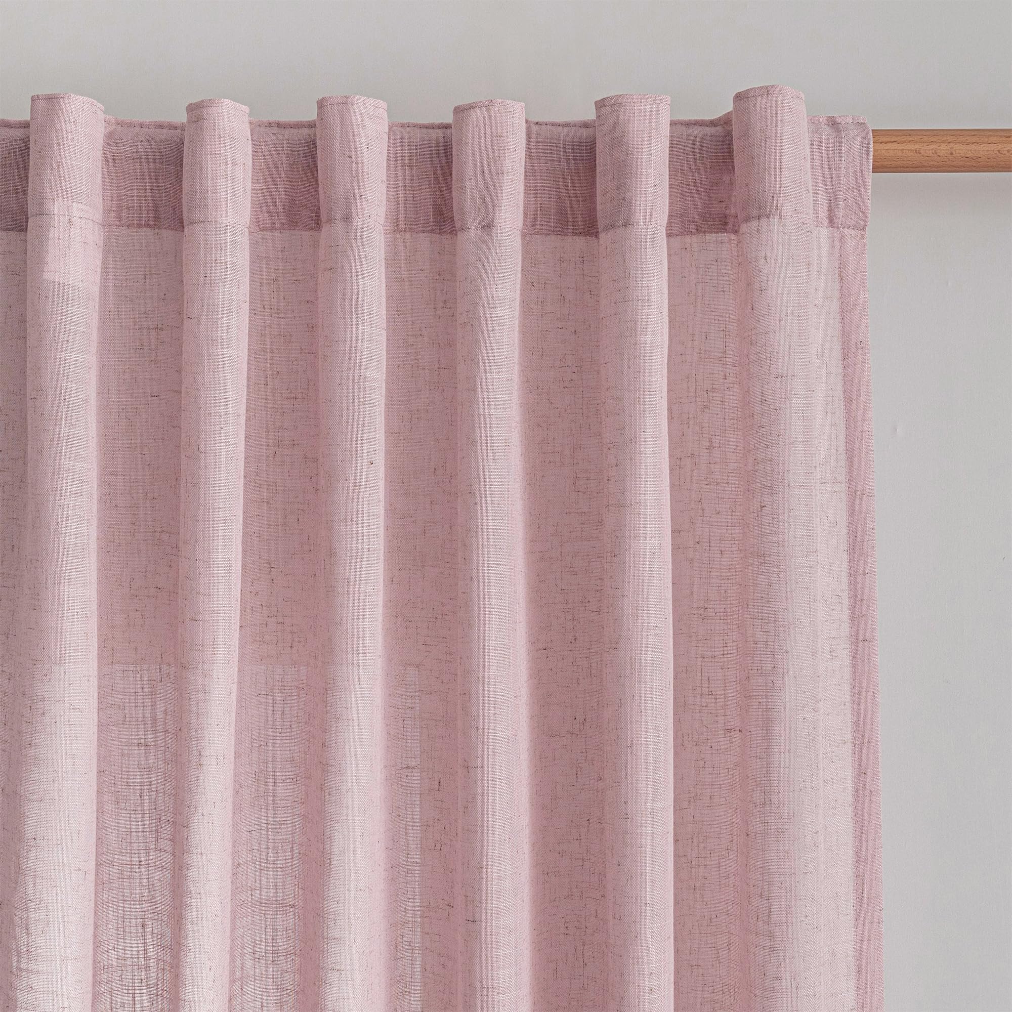 MYSKY HOME Country Curtains for Sliding Glass Door, Back Tab Semi Sheer Curtain Panels Extra Long Floor Length Drapes Linen Texture Soft Touch, 50x108 Inch, Linen, Set of 2